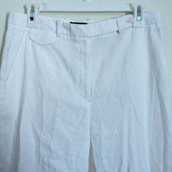Theory Nadeema Linen Flare Leg Drape Trousers in White, Size 6 - Picture 5 of 8